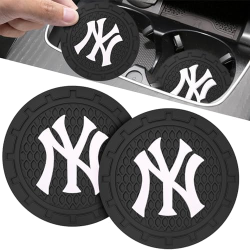 for NY Yankees Car Cup Holder Coasters,Baseball Fans Car Coasters for Car Cup Holder,New York Yankees Car Cup Holder Insert,Souvenir/Gifts for Baseball Fans,Silicone Non-Slip Car Cup Mat,2.75''